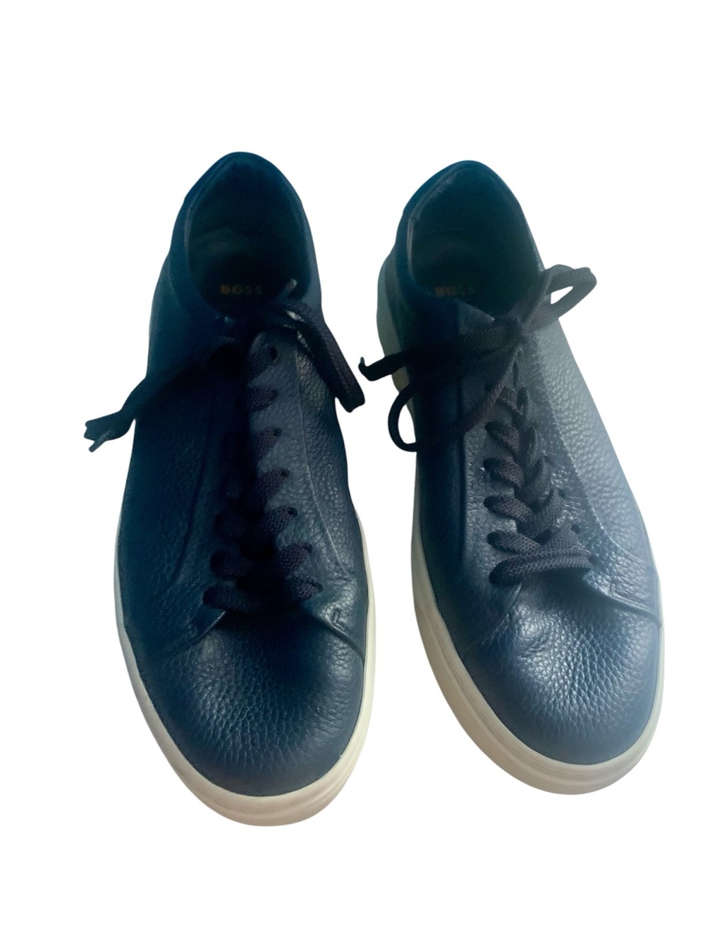 Hugo Boss Navy Blue Leather Sneakers Shoes EU 44 US 11